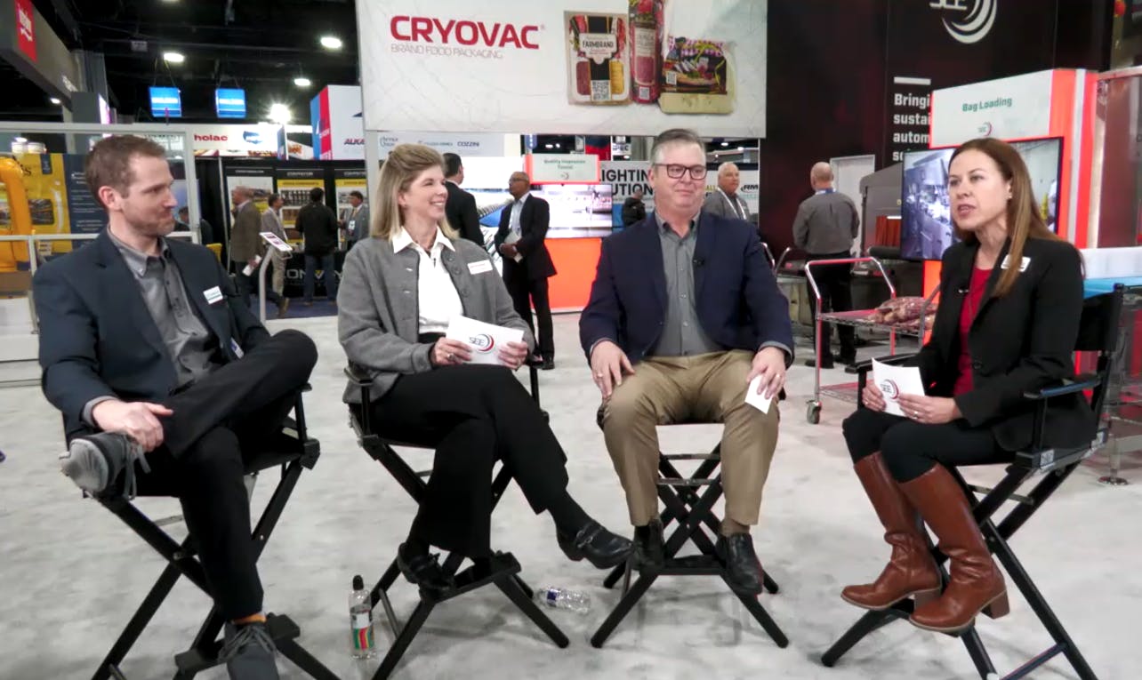 Sealed Air executives meet at IPPE to discuss case-ready meat packaging trends.